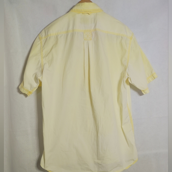 O C S Clothiers Sz M Yellow Distressed Cotton Men's Shirt - Picture 5 of 6